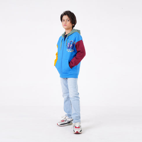 COLOR BLOCK PRINTED HOODIE